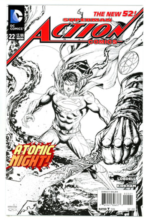Action Comics Vol 2 22 NM- (9.2) (2013) Kirkham B&W Sketch Variant
