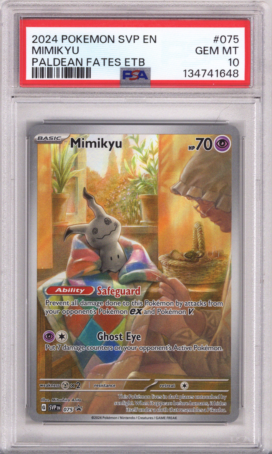 Pokemon Black Star Promo Paldean Fates Elite Trainer Box Mimikyu PSA Gem Mint 10 (2024)