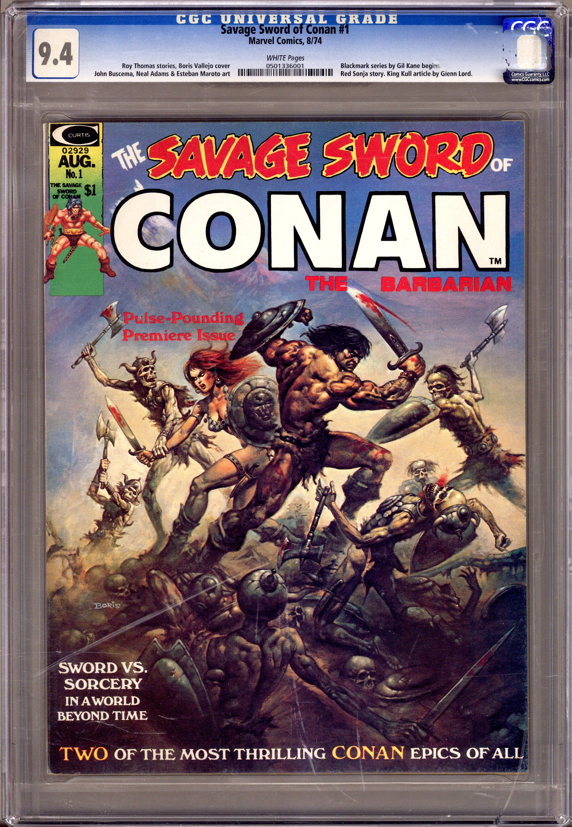 The Savage Sword of Conan Vol 1 1 CGC 9.4 (NM) Damaged Case (1974) 