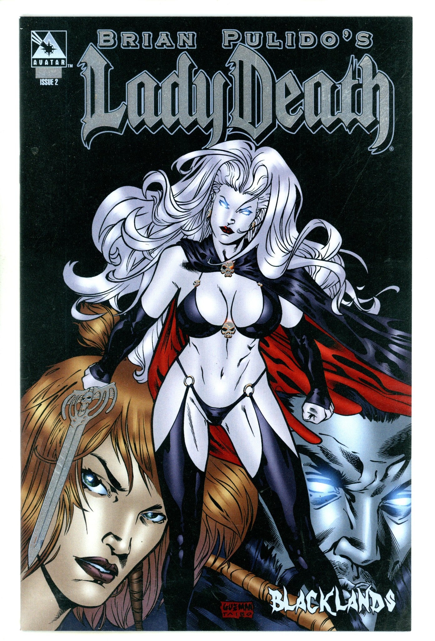 Brian Pulido's Lady Death: Blacklands 2 NM- (9.2) (2006) Guzman Silver Foil Variant 