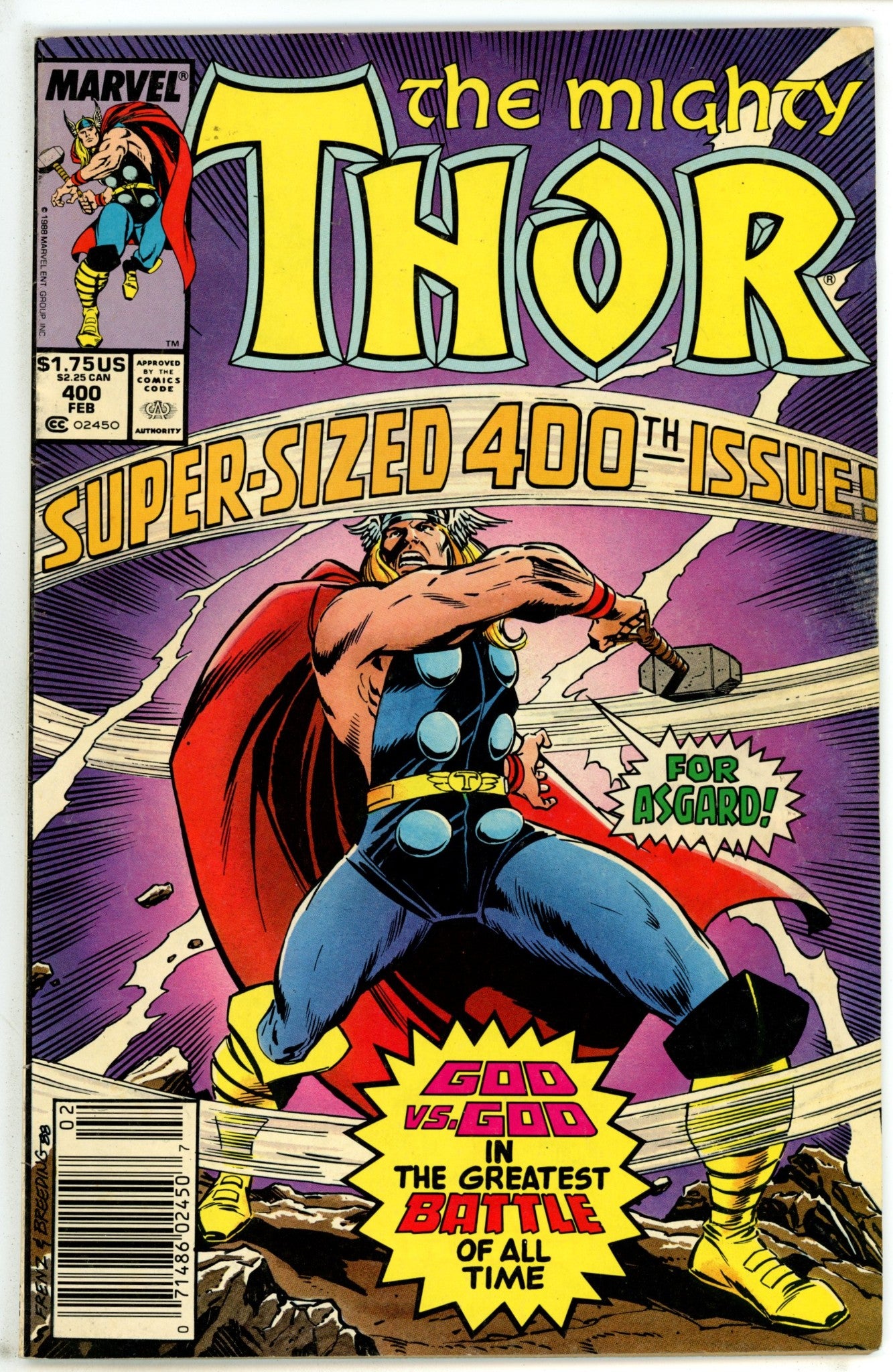 Thor Vol 1 400  Mid Grade   (1989)     Newsstand  
