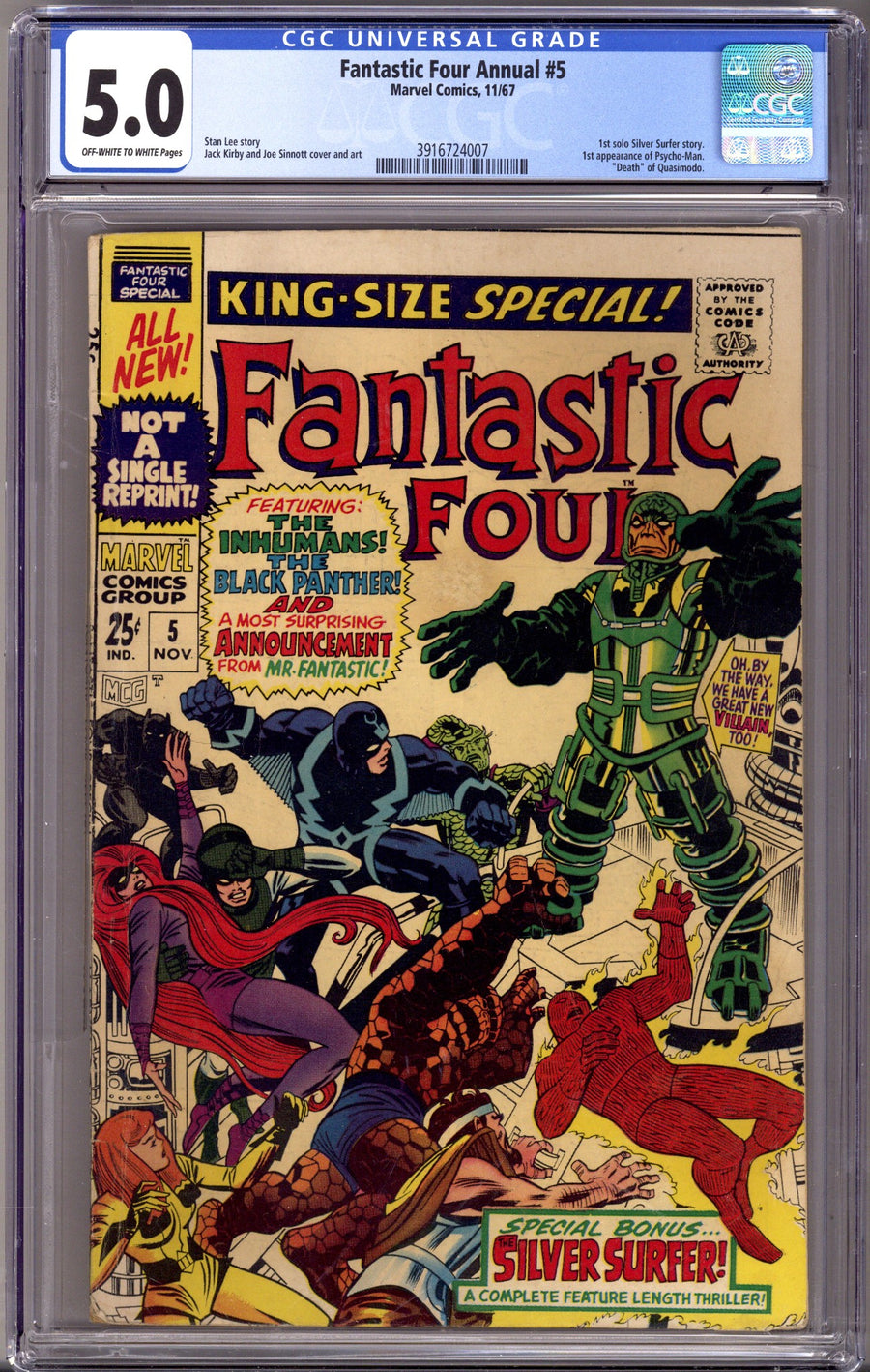 Fantastic Four Annual Vol 1 5 CGC 5.0 (VG/FN) (1967) 
