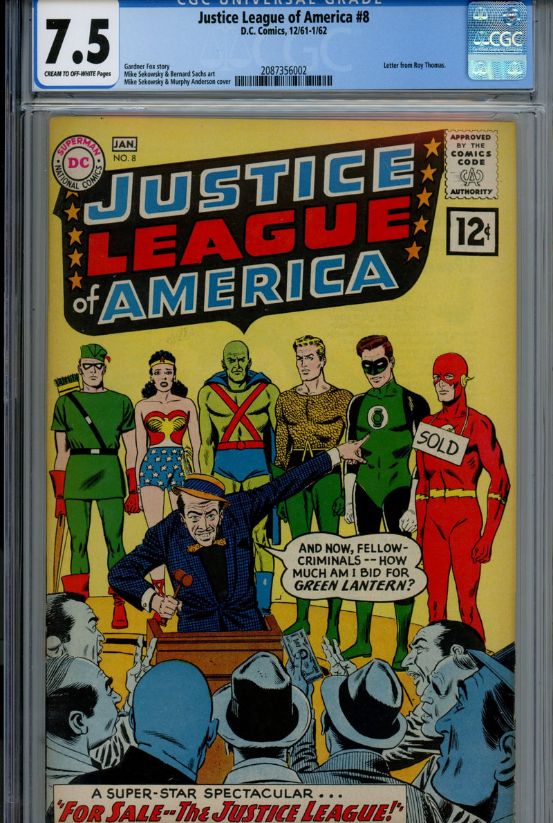 Justice League of America Vol 1 8 CGC 7.5 (VF-) (1961) 