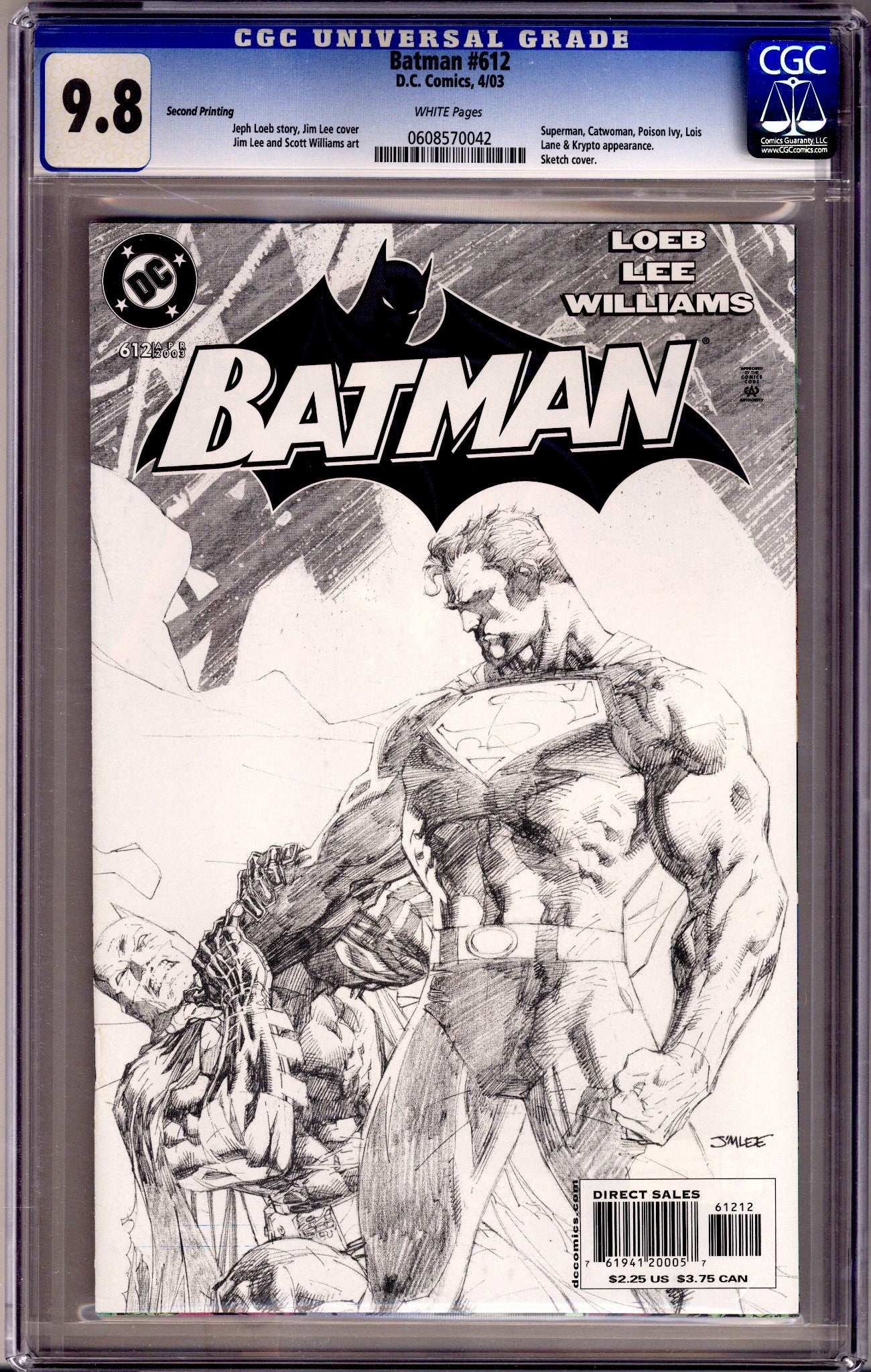 Batman Vol 1 612 CGC 9.8 (NM/M) (2003) Sketch 2nd Print