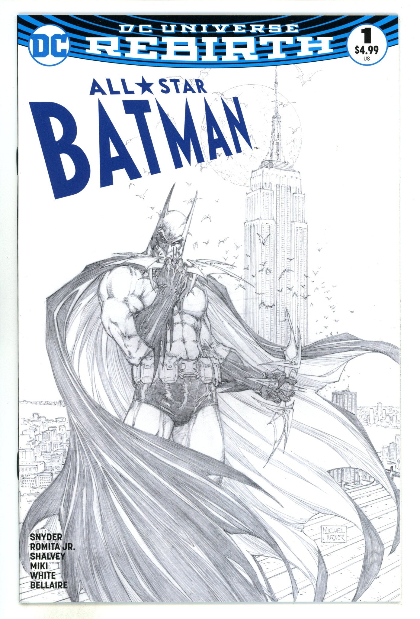 All Star Batman 1 NM- (9.2) (2016) Turner Sketch Exclusive Variant 
