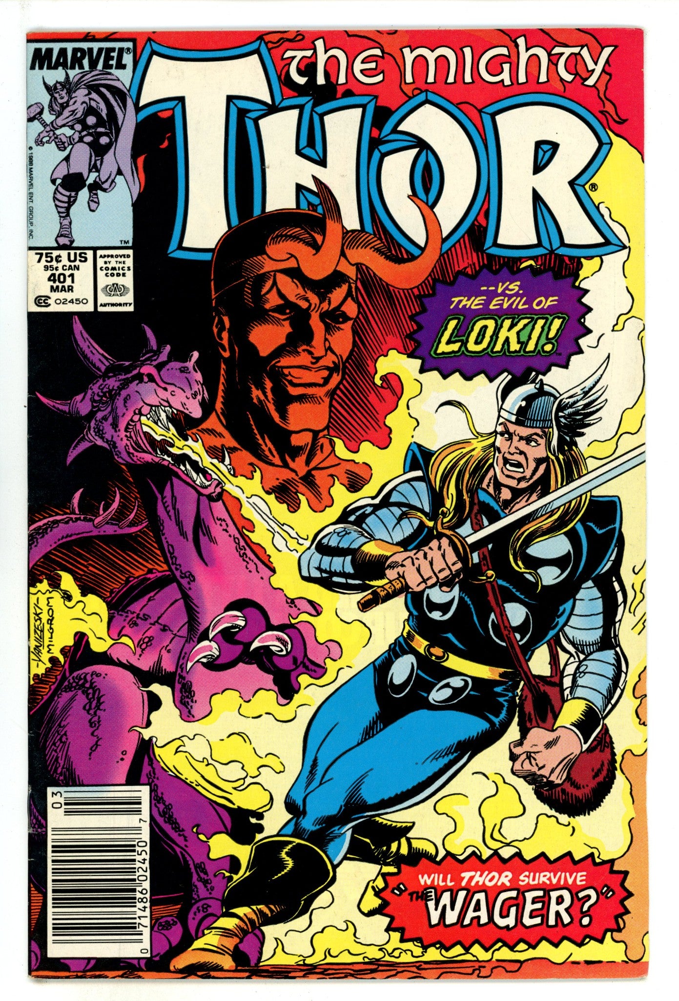 Thor Vol 1 401  Mid Grade   (1989)     Newsstand  
