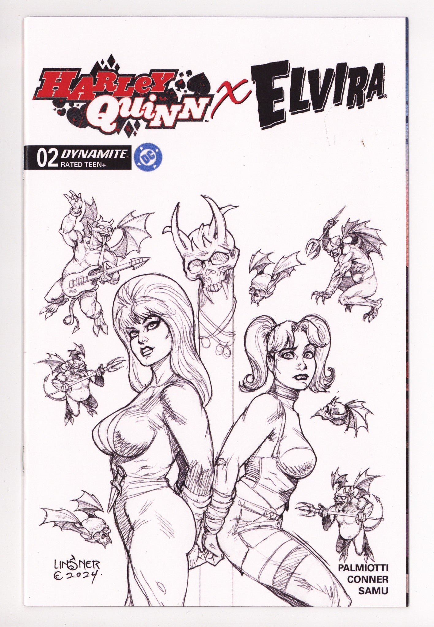 Harley Quinn X Elvira 2 Linsner B&W Incentive (2025)