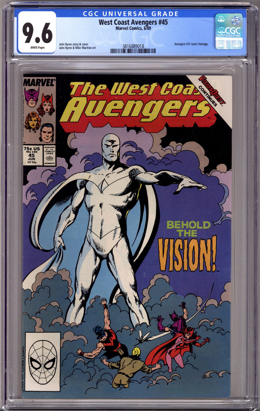 West Coast Avengers Vol 2 45 CGC 9.6 (NM+) (1989) 