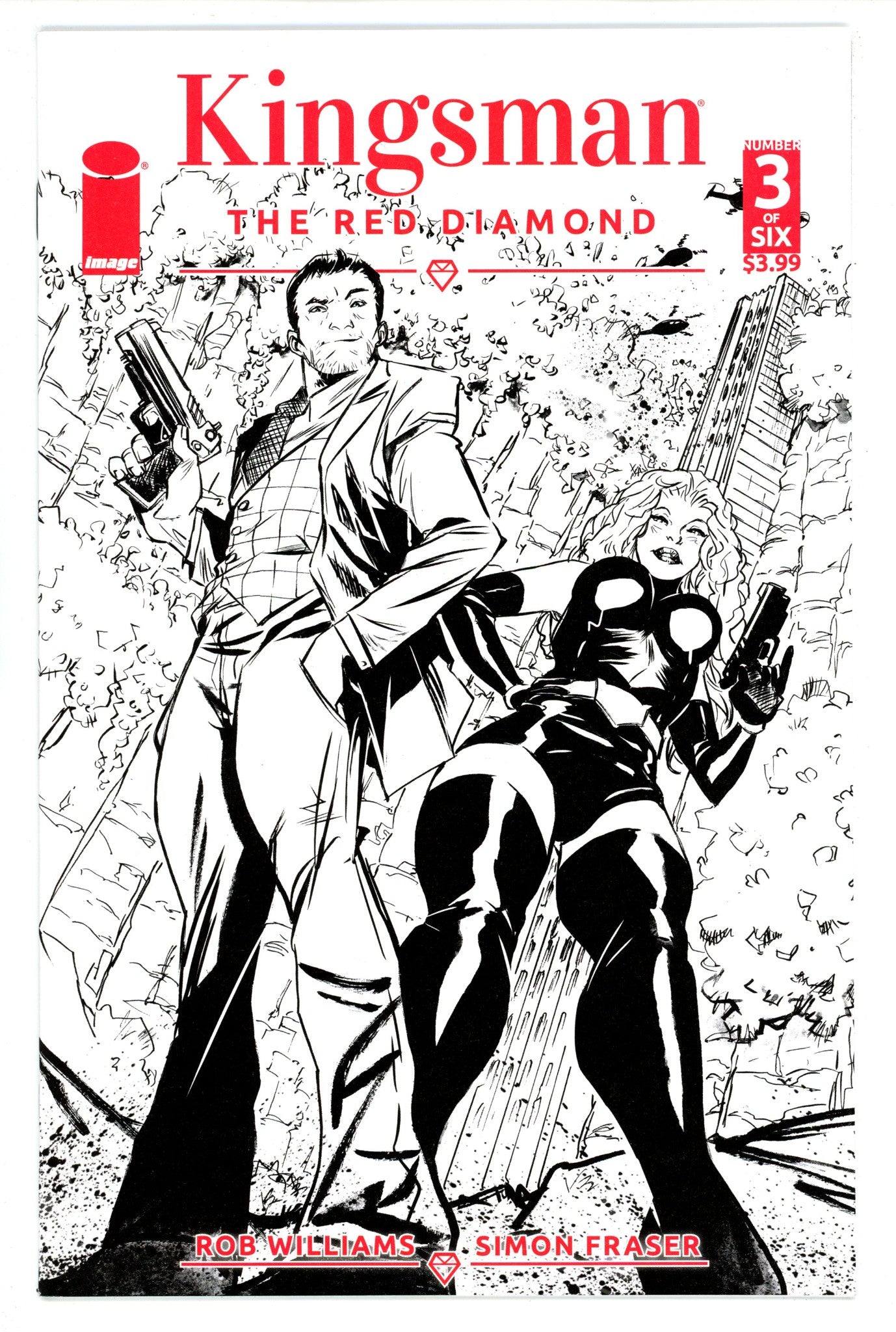 Kingsman: The Red Diamond 3 High Grade (2017) Greene B&W Variant 
