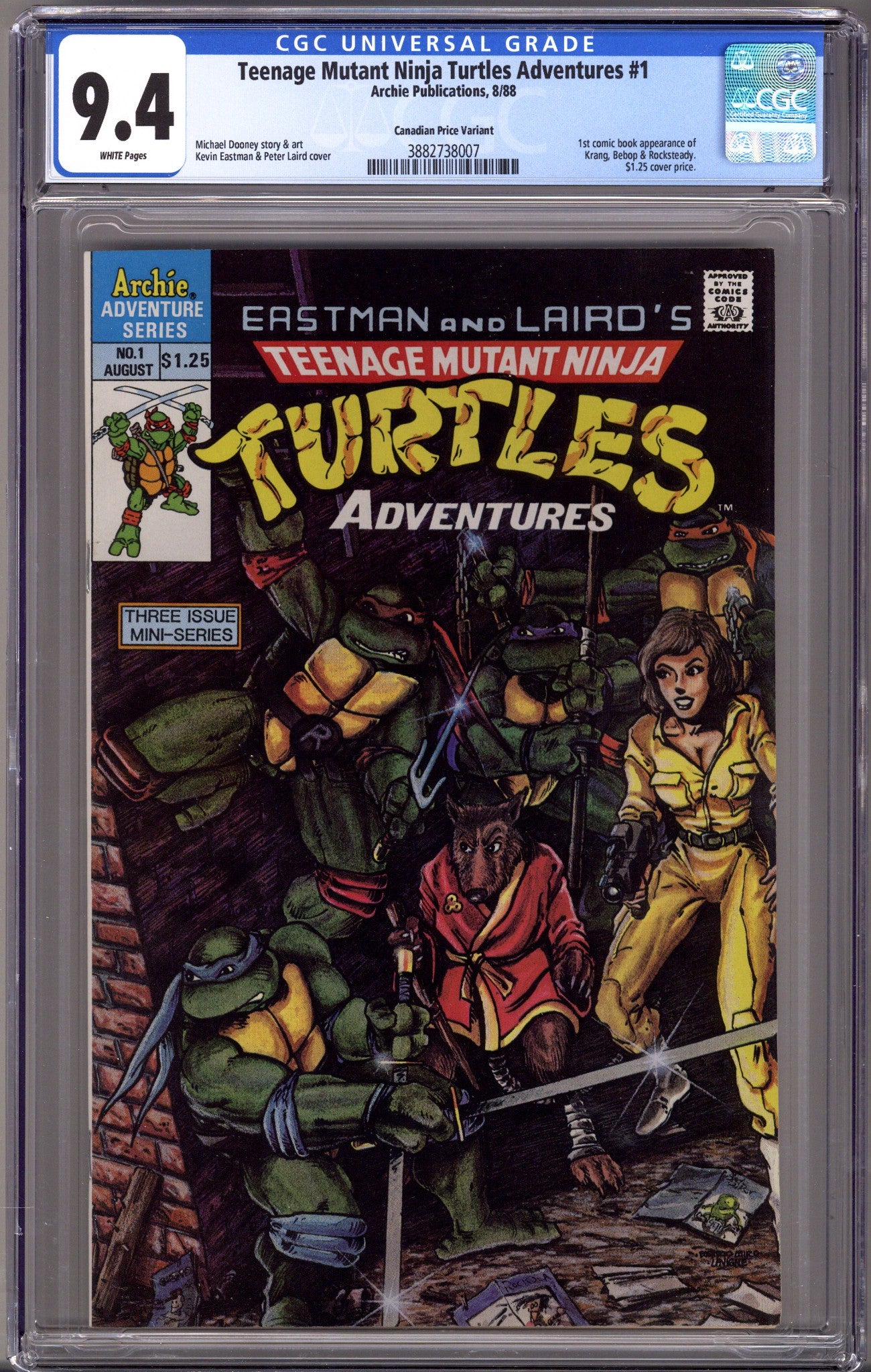 Teenage Mutant Ninja Turtles Adventures Vol 1 1 CGC 9.4 (NM) (1988) Canadian Price Variant 