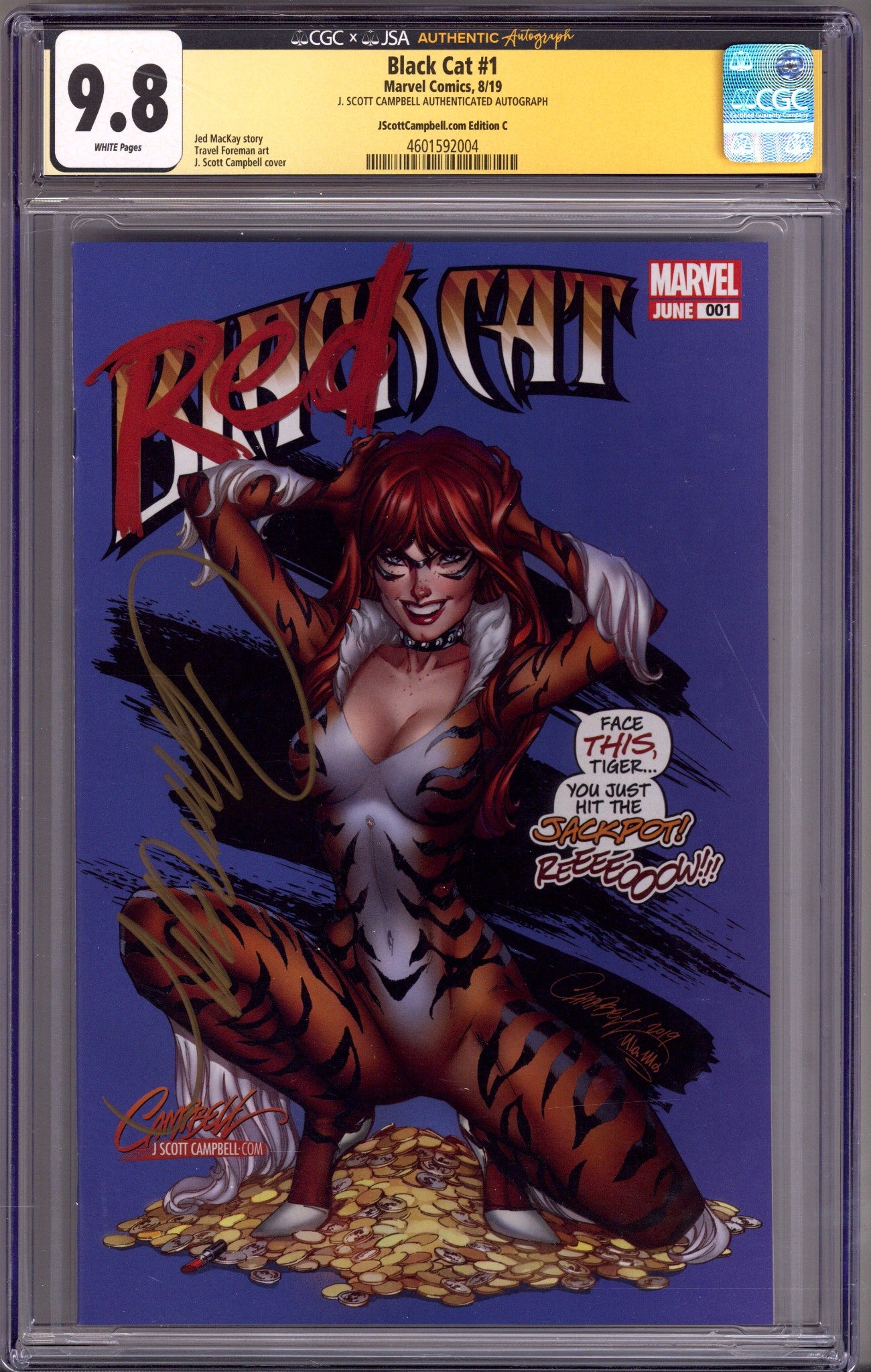 Black Cat Vol 1 1 CGC 9.8 (NM/M) (2019) Campbell Exclusive Variant Signed x1 Cover J. Scott Campbell 