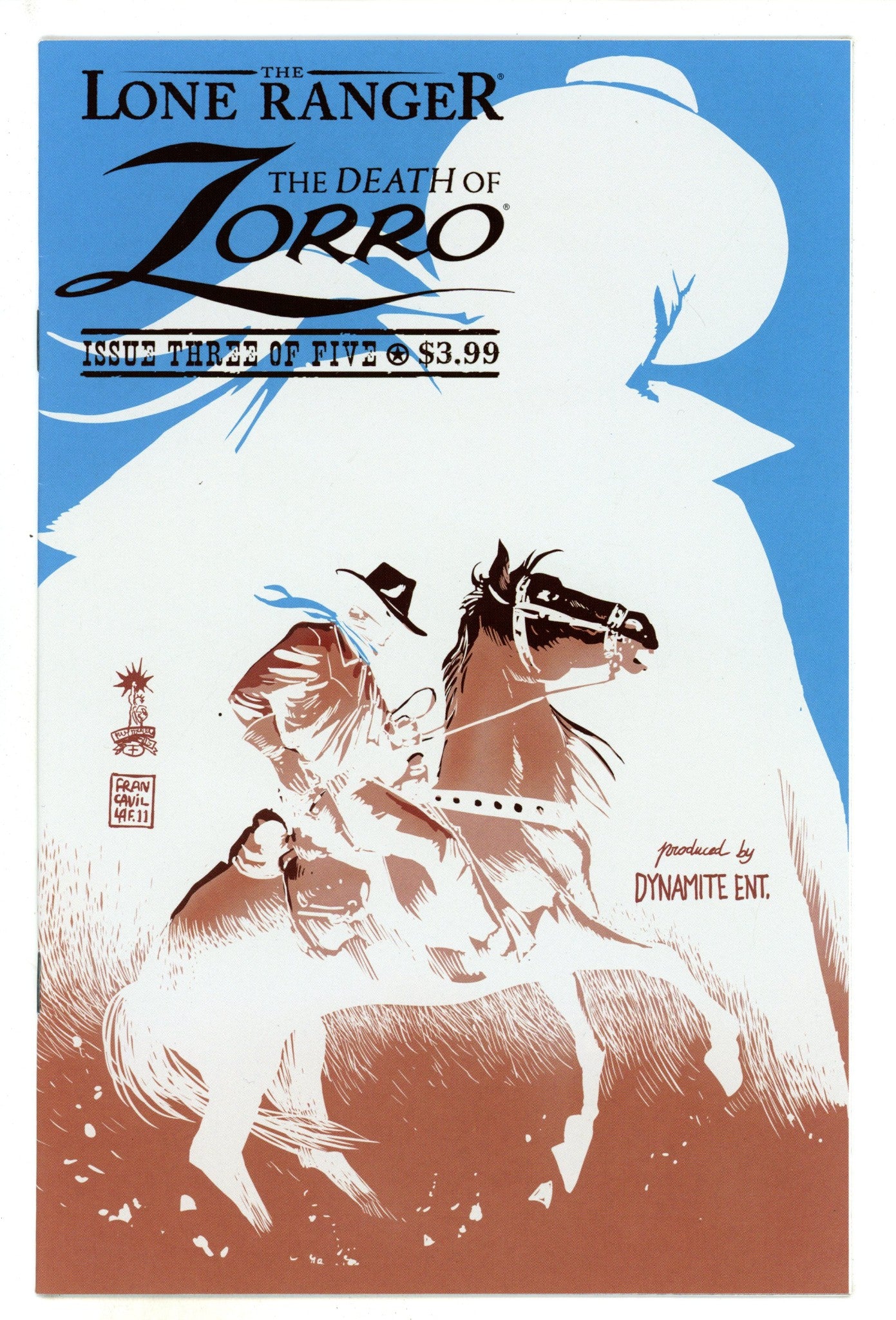 The Lone Ranger & Zorro: The Death of Zorro 3 Mid Grade (2011) Francavilla Negative Incentive Variant 
