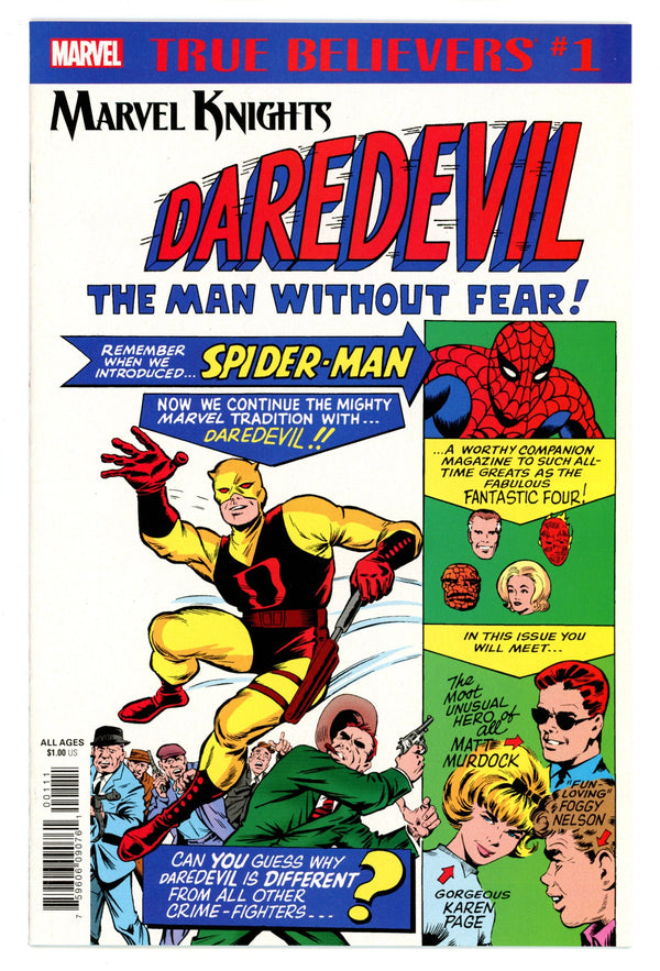 True Believers: Marvel Knights 20th Anniversary - Daredevil by Lee & Everett 1 NM- (9.2) (2018)