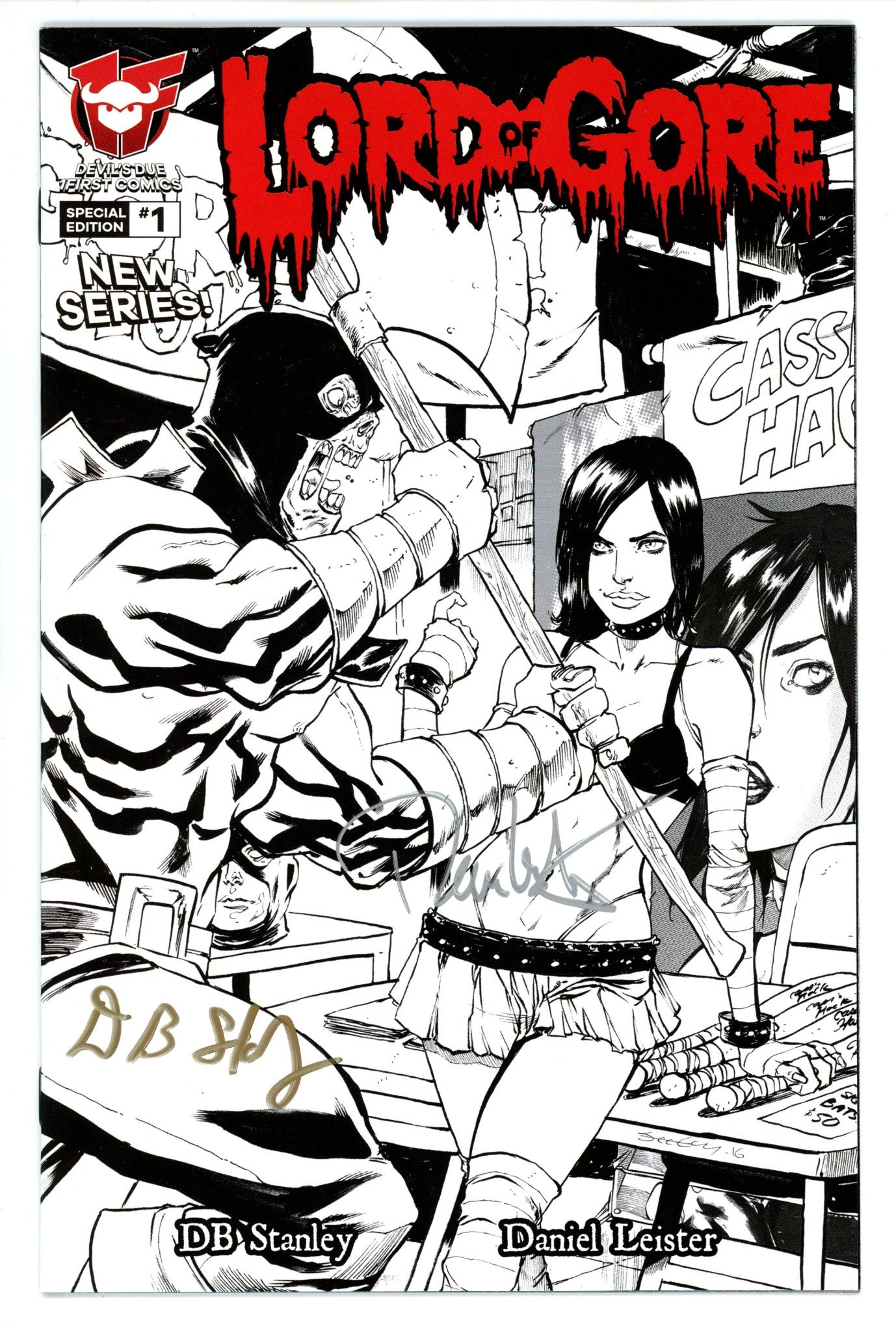 Lord of Gore 1 VF (8.0) (2016) Seeley B&W Variant Signed x1 Cover DB Stanley & Daniel Leister 
