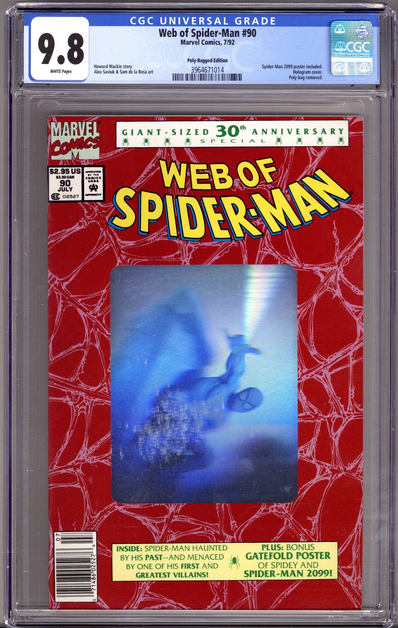 Web of Spider-Man Vol 1 90 CGC 9.8 (NM/M) (1992) Newsstand 