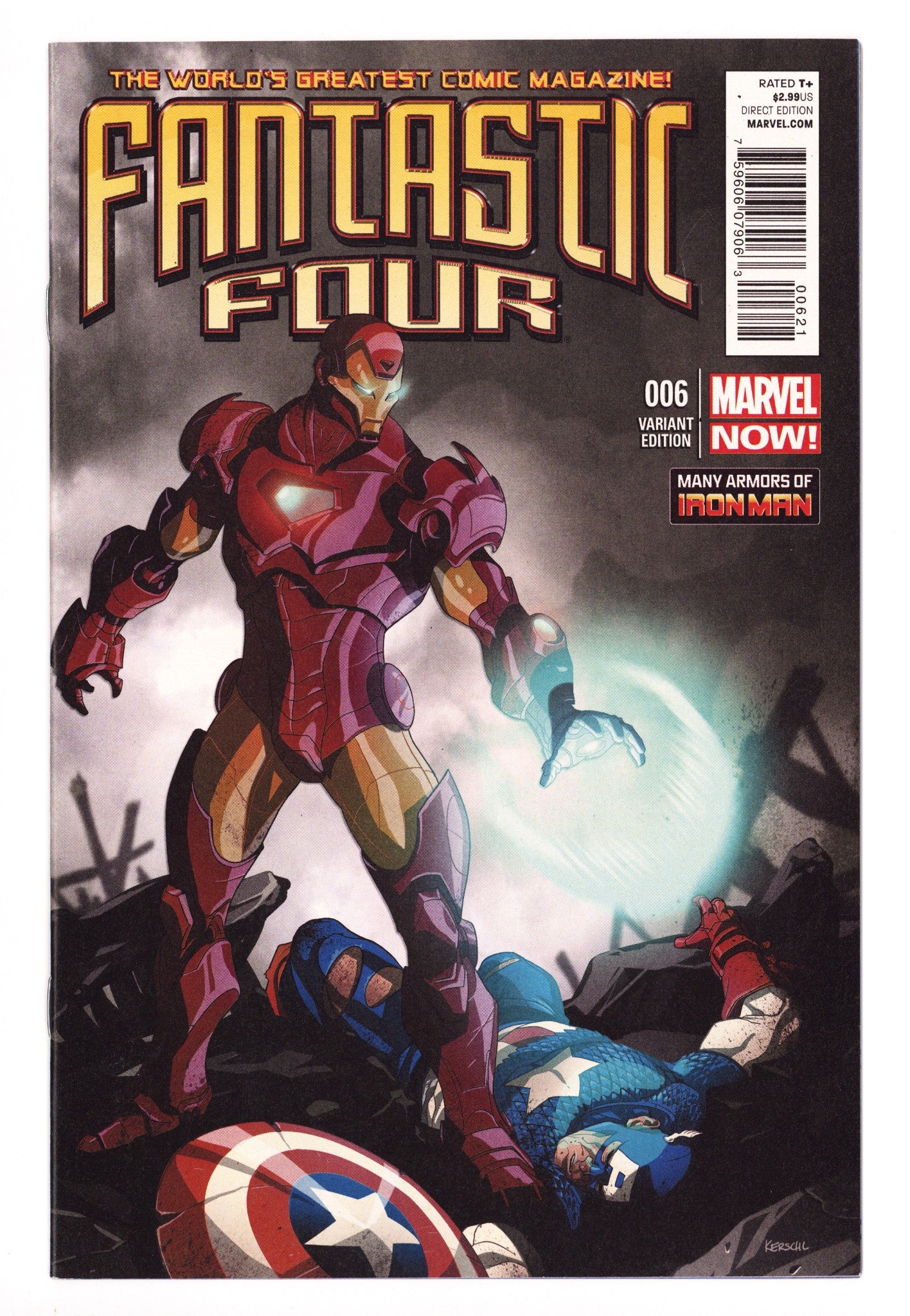 Fantastic Four Vol 4 6 NM- (9.2) (2013) Kerschl Iron Man Incentive Variant 