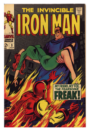 Iron Man Vol 1 3 FN/VF (7.0) Sticker on 1st Page (1968)
