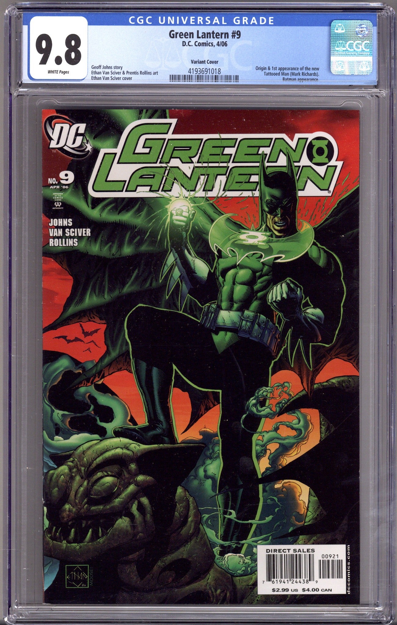 Green Lantern Vol 4 9 CGC 9.8 (NM/M) (2006) Sciver Variant 
