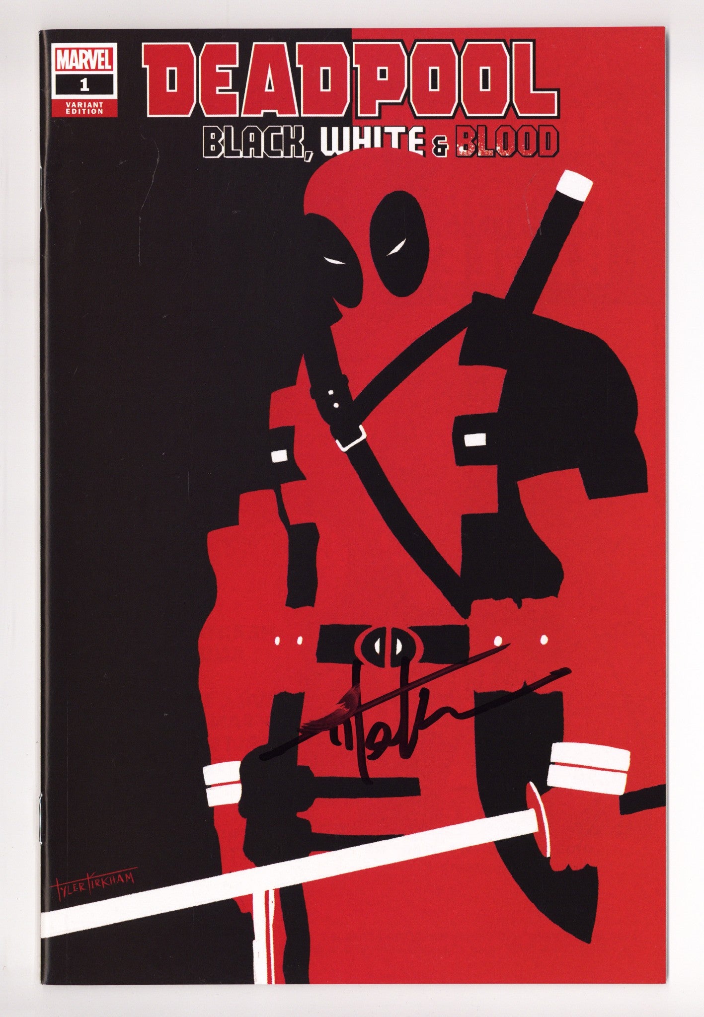 Deadpool: Black, White & Blood 1 NM- (9.2) (2021) Kirkham Exclusive Variant Signed x1 Cover Tyler Kirkham 
