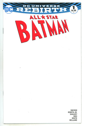 All Star Batman 1 High Grade (2016) Blank Variant