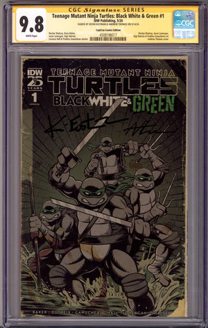 Teenage Mutant Ninja Turtles: Black White & Green 1 CGC 9.8 (NM/M) (2024) Thomas Exclusive Variant Signed x2 Cover Kevin Eastman & Andrew Thomas