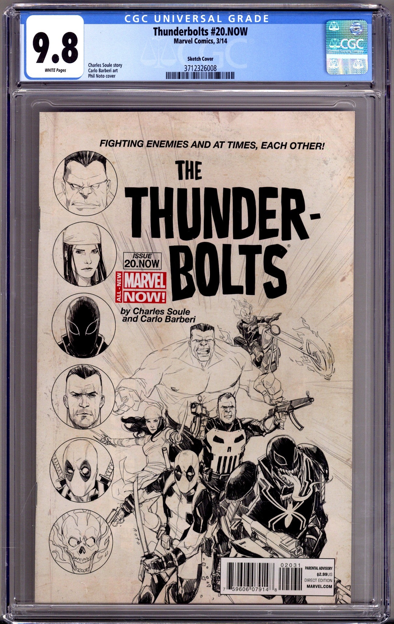 Thunderbolts Vol 2 20.NOW CGC 9.8 (NM/M) (2014) Noto Sketch Incentive Variant 