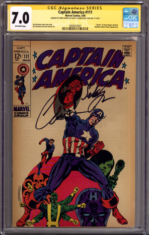 Captain America Vol 1 111 CGC 7.0 (FN/VF) (1969) Signed x2 Cover Chris Evans & Sebastian Stan