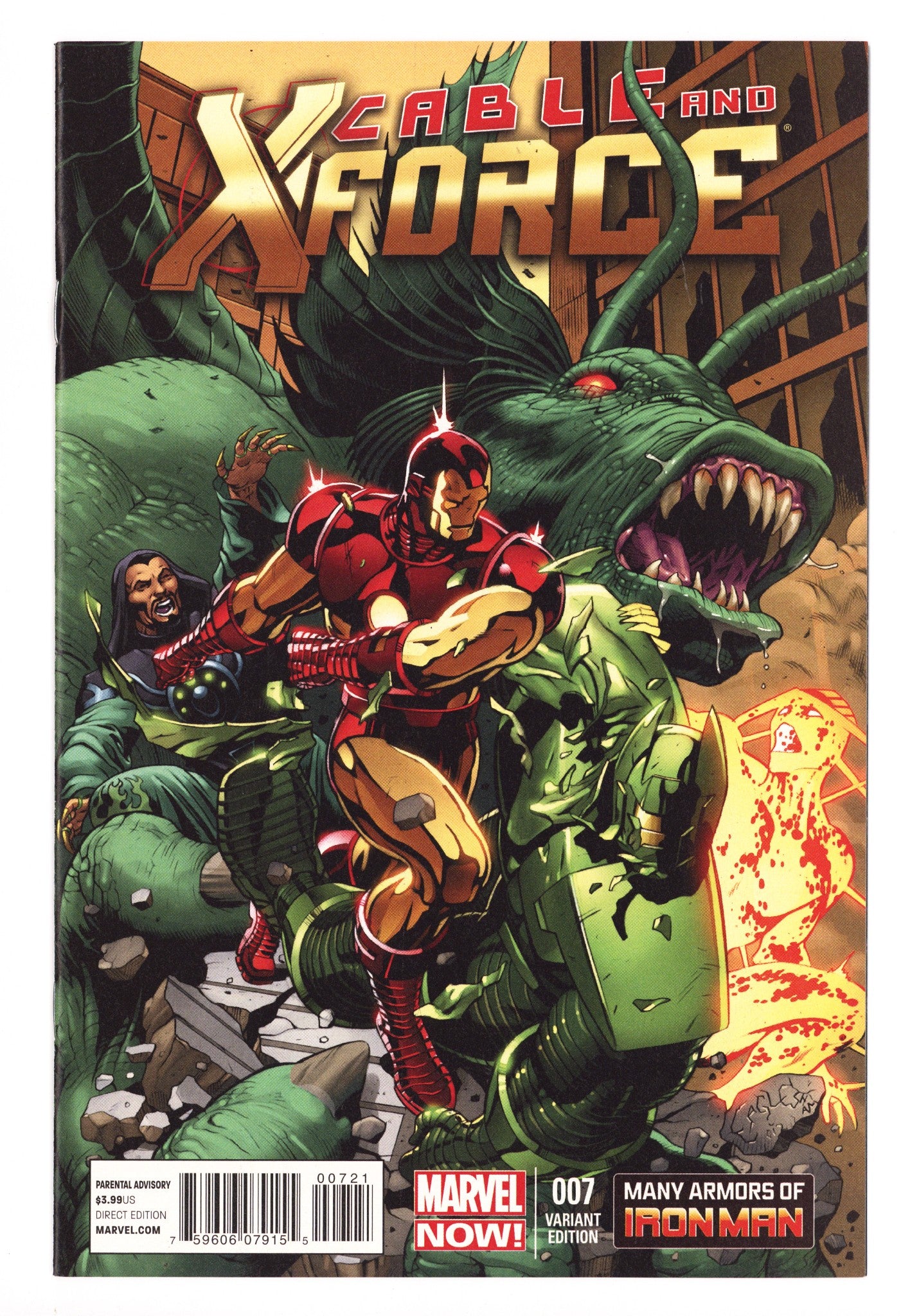 Cable and X-Force 7 NM (9.4) (2013) Eaglesham Iron Man Incentive Variant 