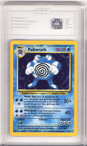 Pokemon Base Set Poliwrath Holo TAG Near Mint-Mint 8 (1999)