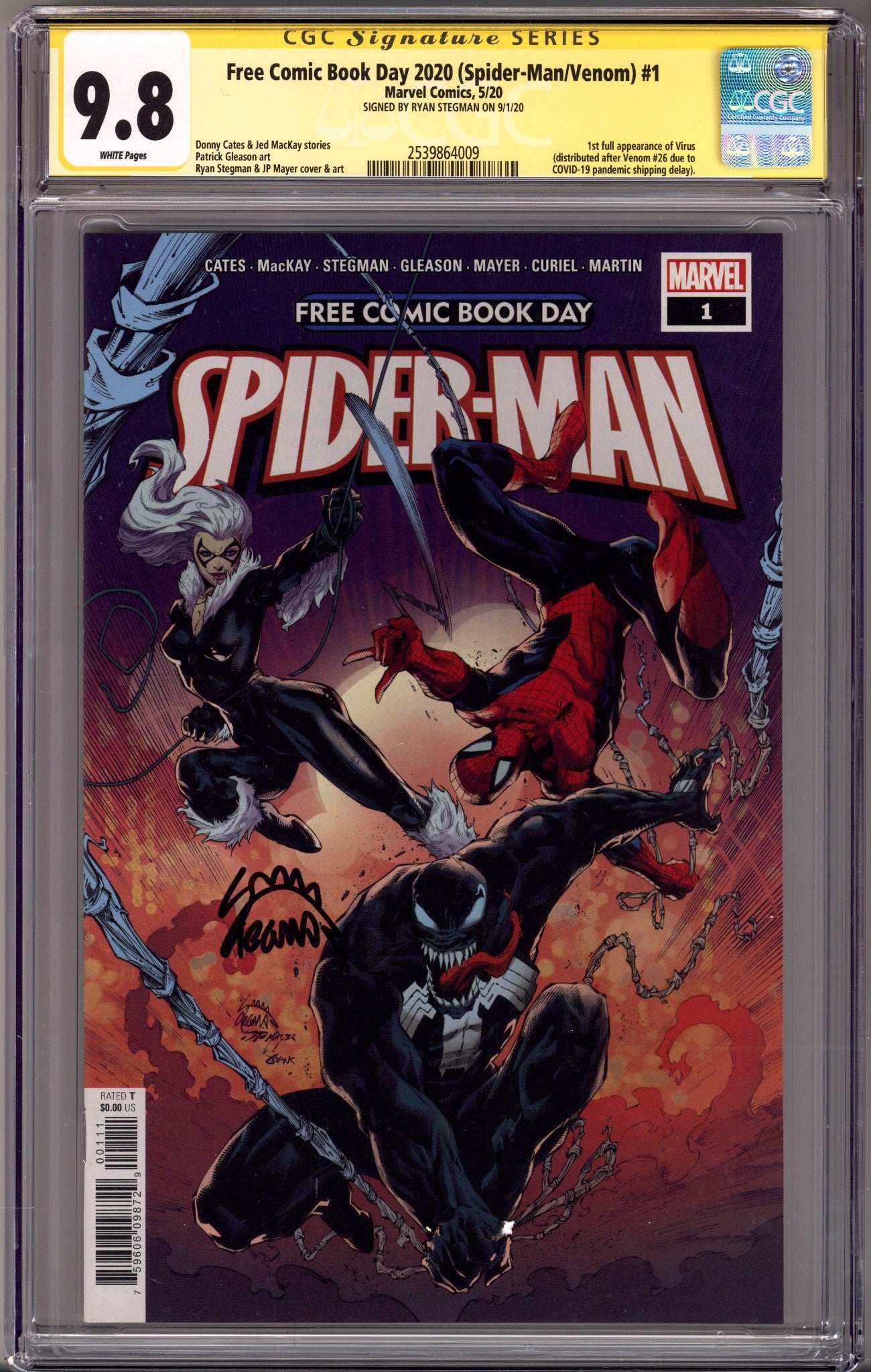 Free Comic Book Day 2020 (Spider-Man/Venom) 1 CGC 9.8 (NM/M) (2020) Signed x1 Cover Ryan Stegman 