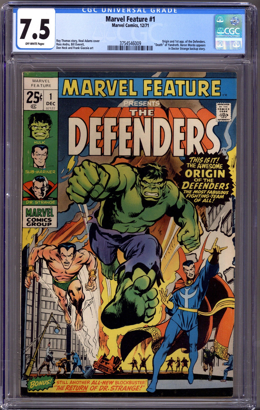 Marvel Feature Vol 1 1 CGC 7.5 (VF-) (1971) 