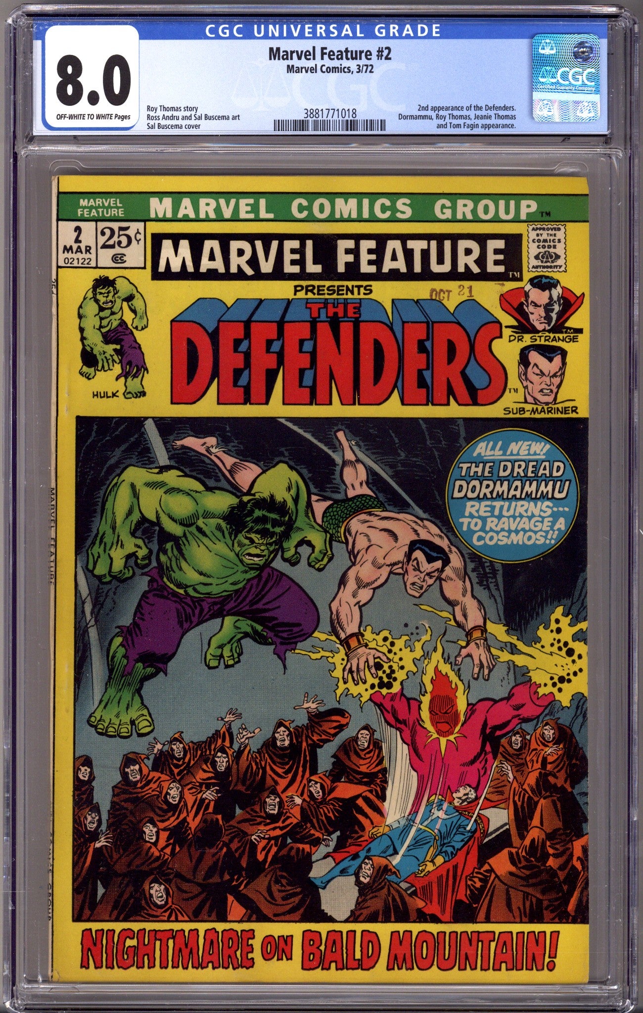 Marvel Feature Vol 1 2 CGC 8.0 (VF) (1972) 