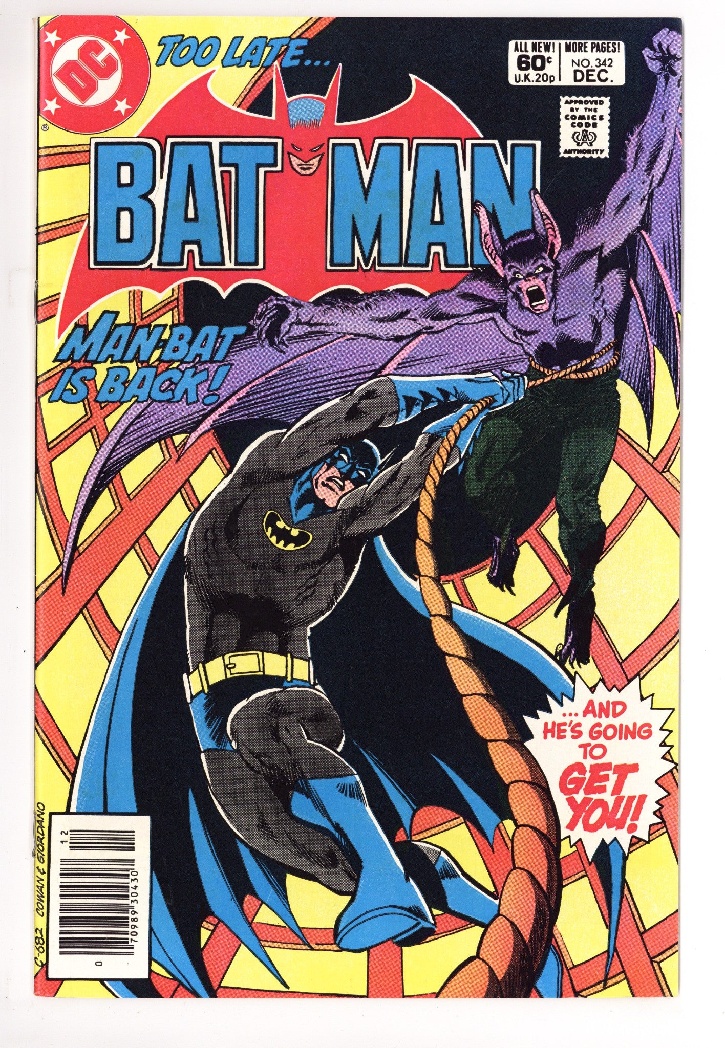 Batman Vol 1 342 NM- (9.2) (1981) Newsstand 