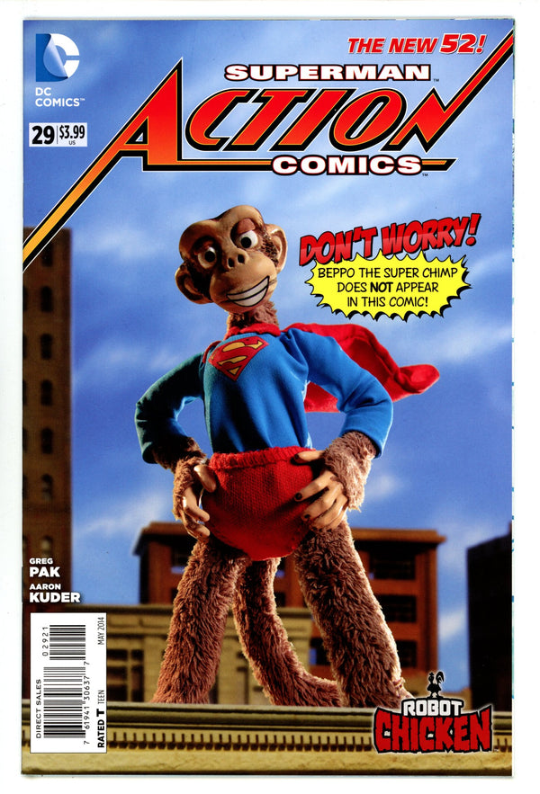 Action Comics Vol 2 29 NM- (9.2) (2014) Robot Chicken Incentive Variant