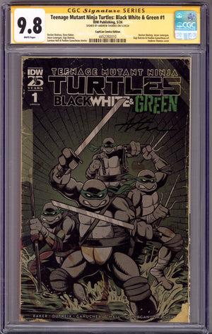 Teenage Mutant Ninja Turtles: Black White & Green Vol 1 1 CGC 9.8 (NM/M) (2024) Thomas Exclusive Variant Signed x1 Cover Andrew Thomas