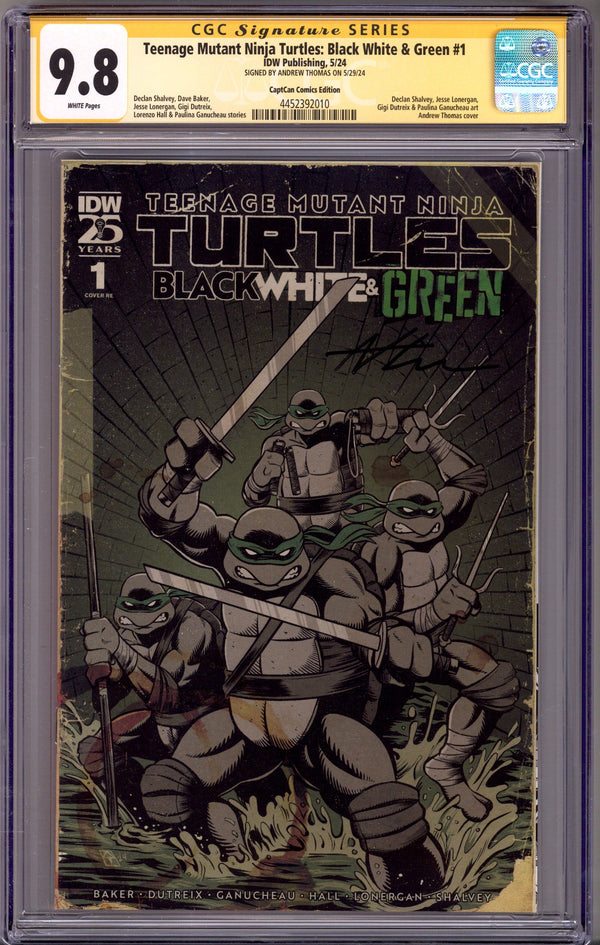 Teenage Mutant Ninja Turtles: Black White & Green Vol 1 1 CGC 9.8 (NM/M) (2024) Thomas Exclusive Variant Signed x1 Cover Andrew Thomas
