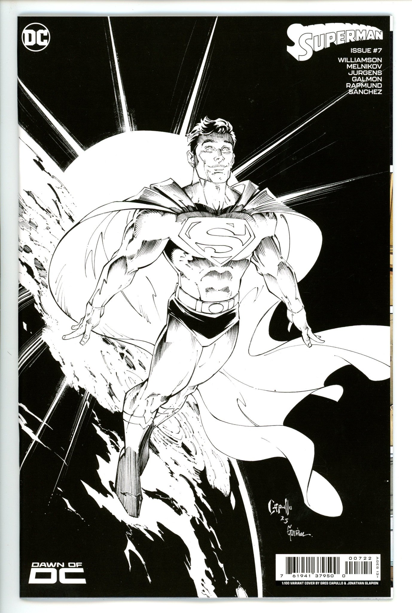 Superman Vol 6 7 Capullo B&W Incentive Variant NM (2023)