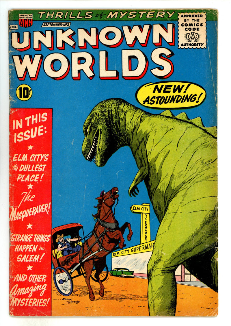 Unknown Worlds 2 VG- (3.5) Interior Cover Tape (1960) 
