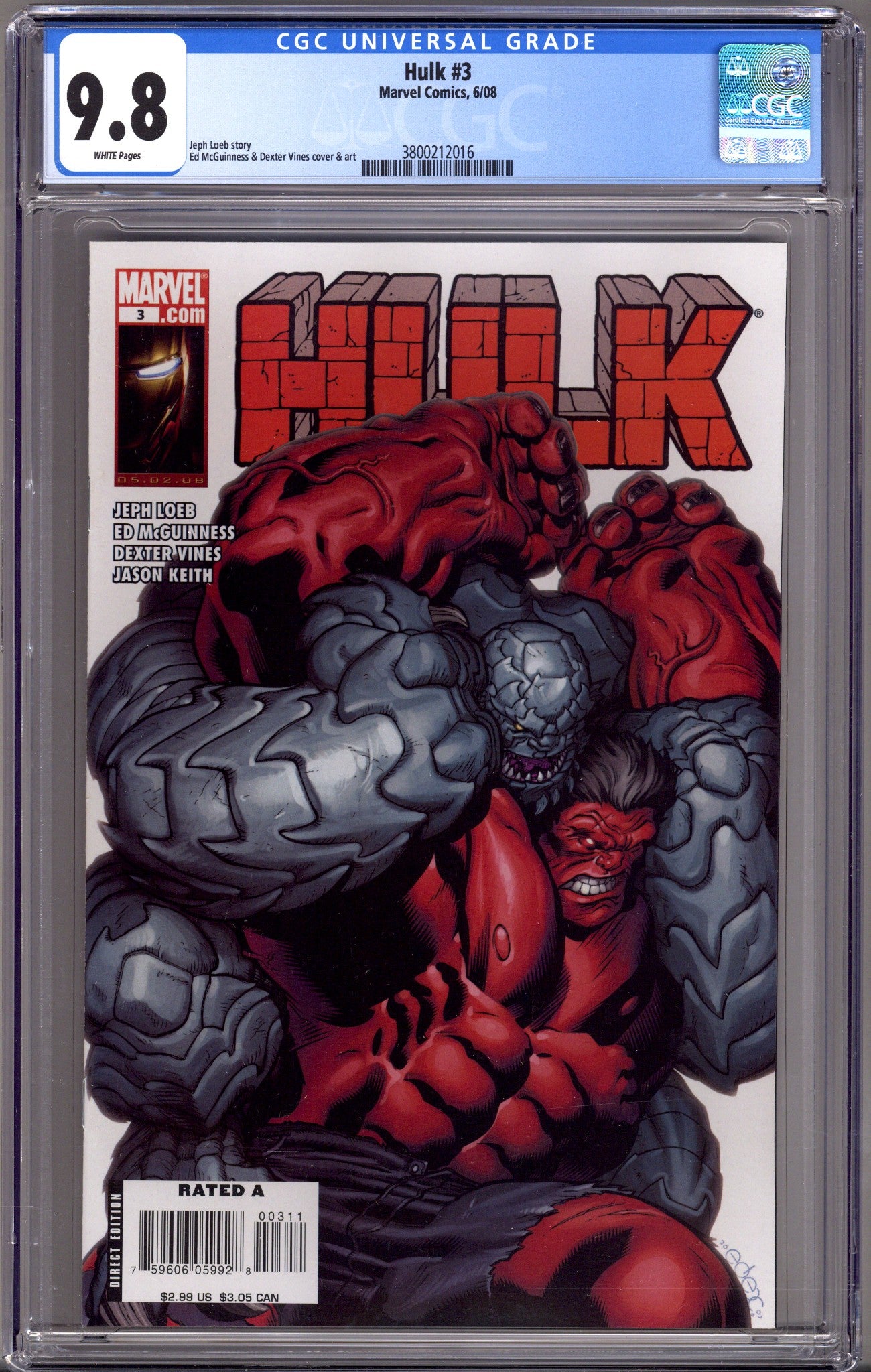 Hulk Vol 1 3 CGC 9.8 (NM/M) (2008) 