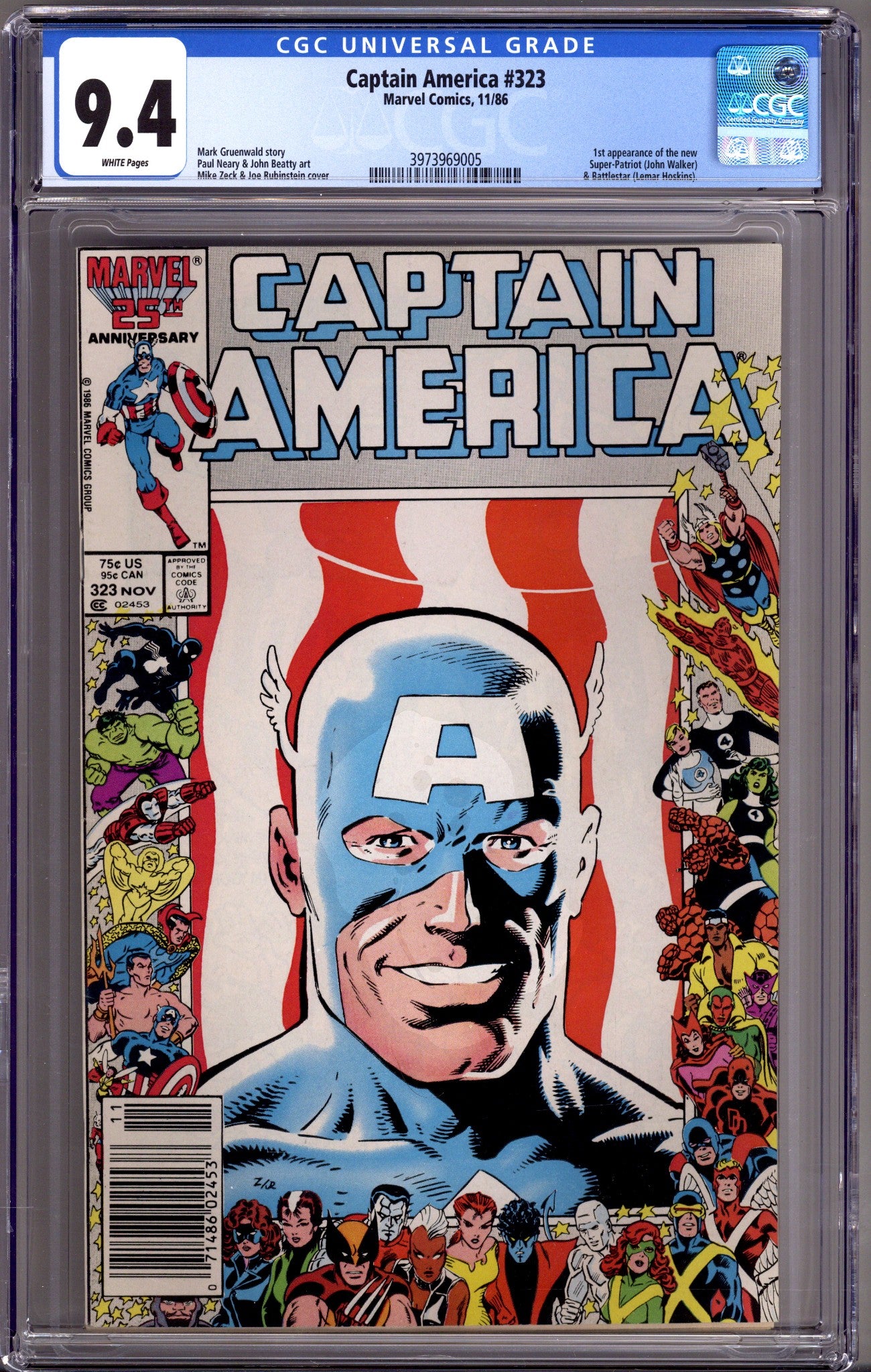 Captain America Vol 1 323 CGC 9.4 (NM) (1986) Newsstand 