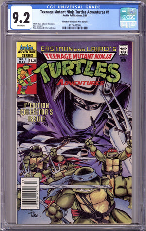 Teenage Mutant Ninja Turtles Adventures Vol 2 1 CGC 9.2 (NM-) (1989) Canadian Price Variant Newsstand