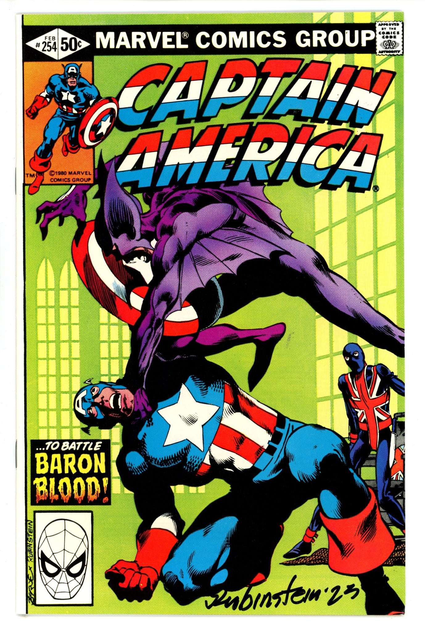 Captain America Vol 1 254 VF+ Signed Joe Rubinstein (1981)
