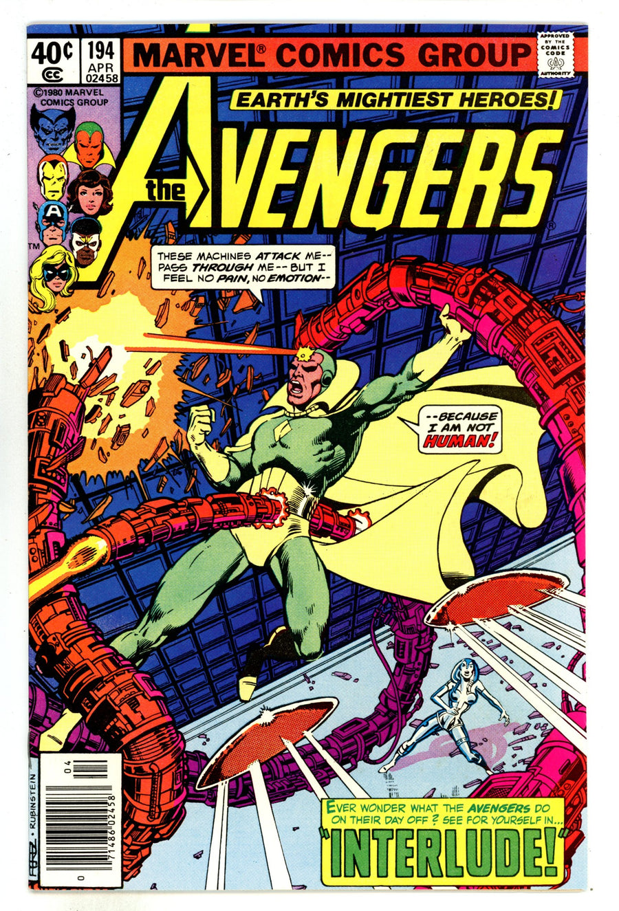 The Avengers Vol 1 194  VF+ (8.5)   (1980)     Newsstand  