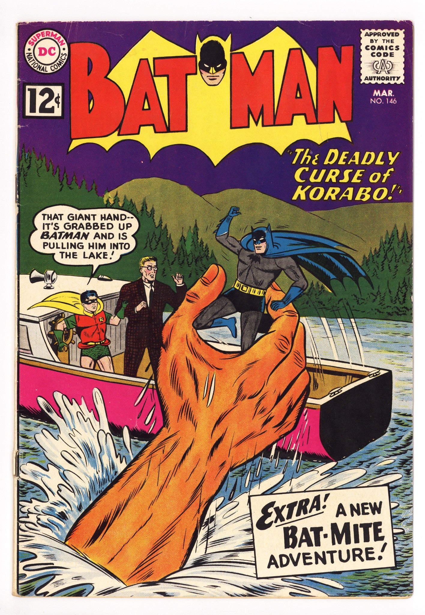 Batman Vol 1 146 FN (6.0) Apparent, Cover Detached at Bottom Staple (1962) 