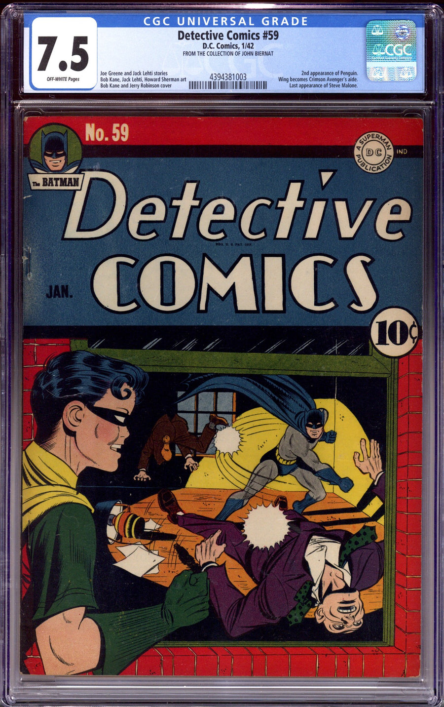 Detective Comics Vol 1 59 CGC 7.5 (VF-) (1942)