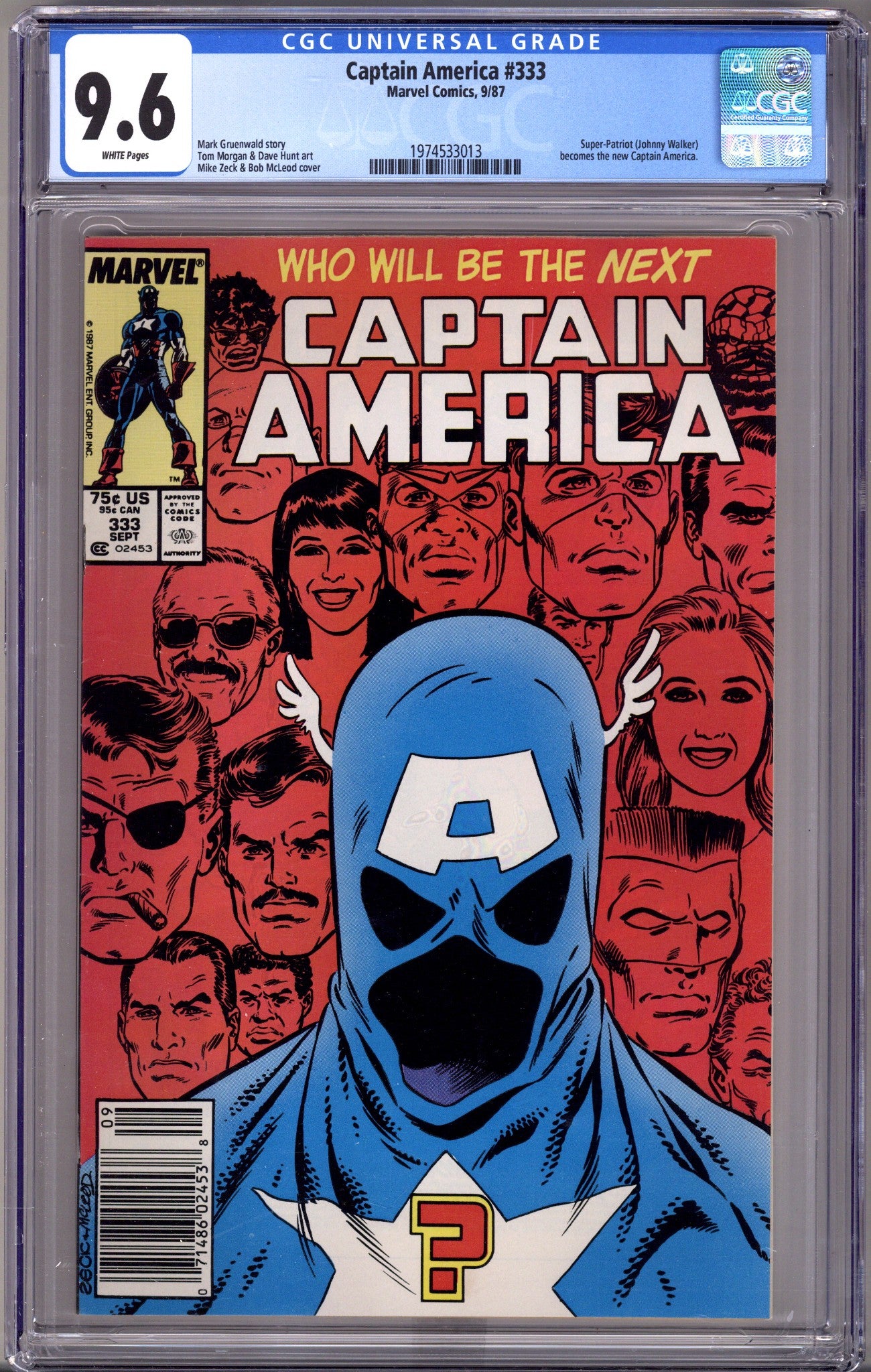 Captain America Vol 1 333 CGC 9.6 (NM+)   (1987)     Newsstand  