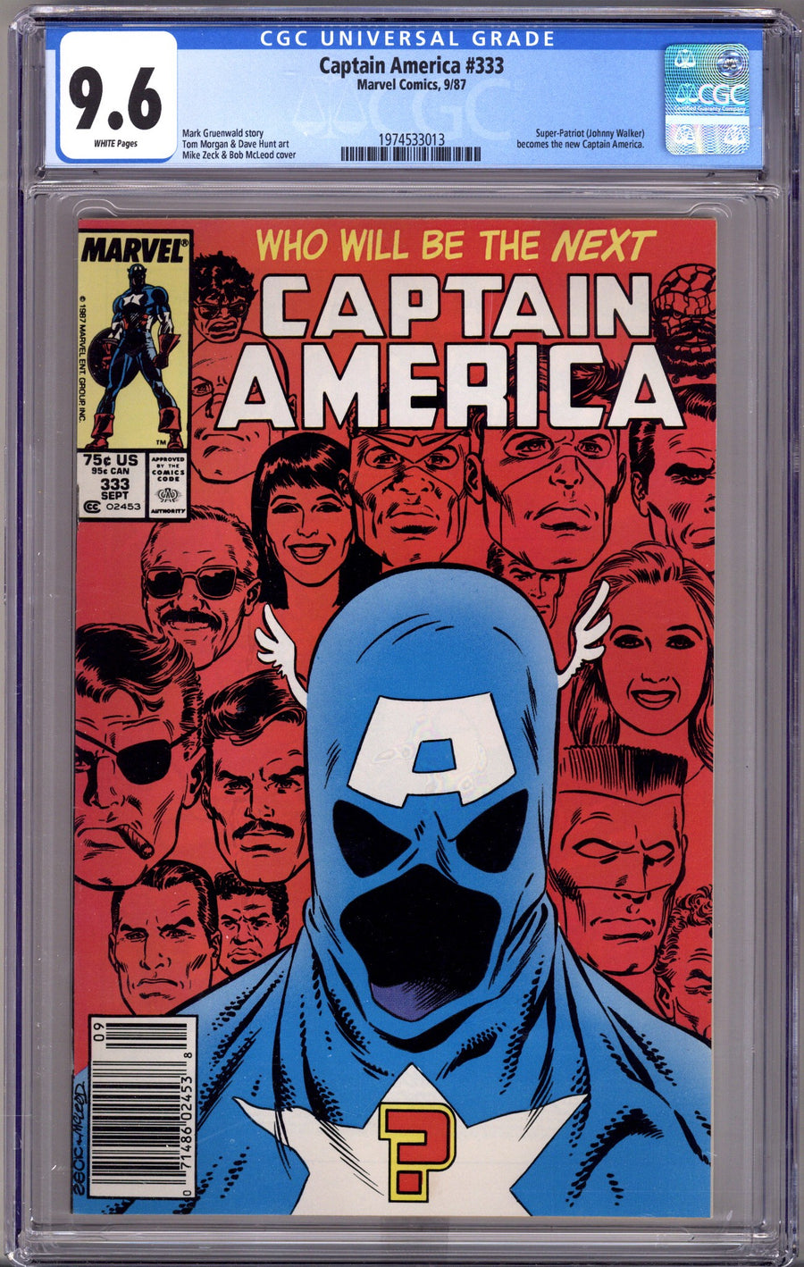 Captain America Vol 1 333 CGC 9.6 (NM+)   (1987)     Newsstand  
