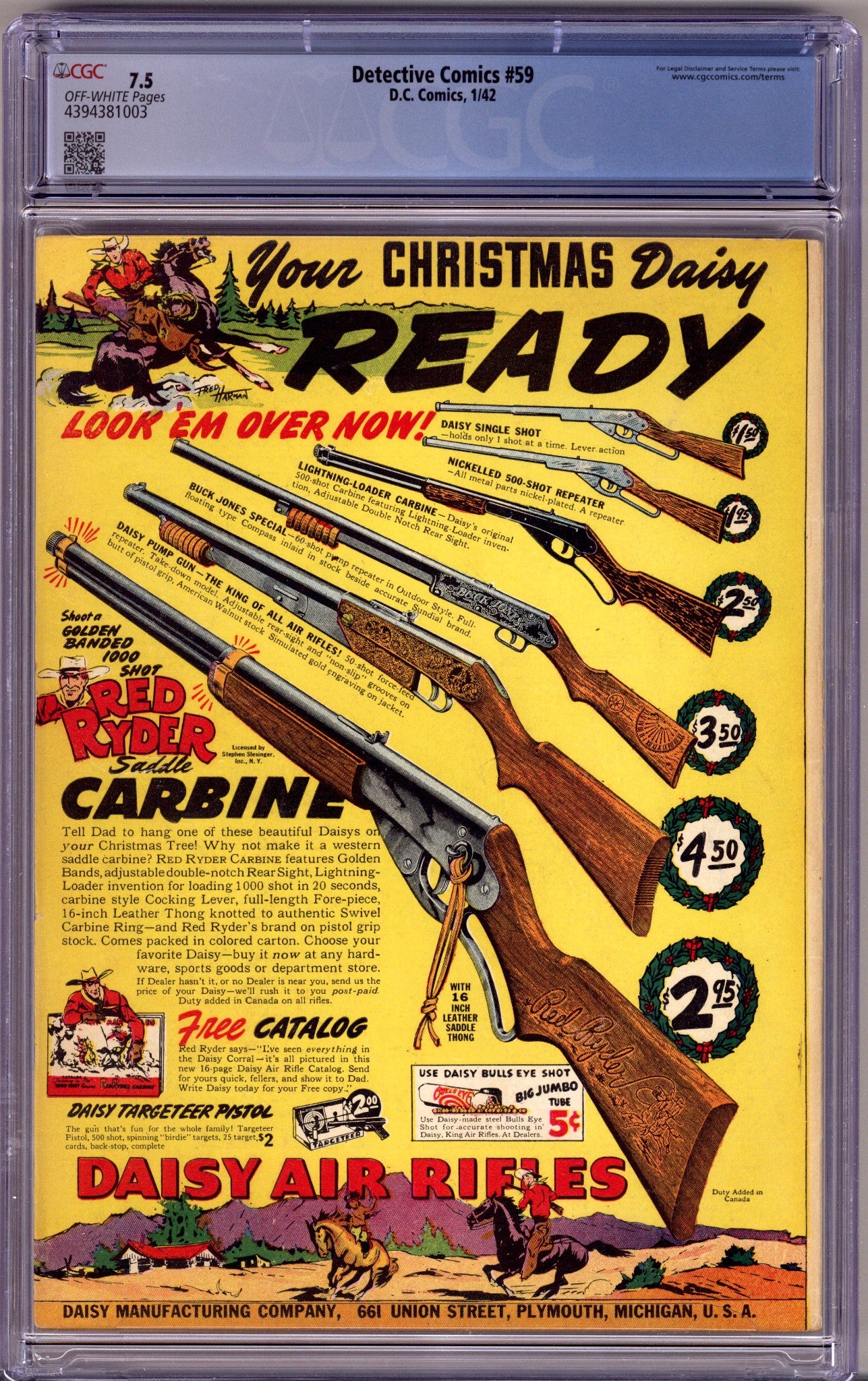 Detective Comics Vol 1 59 CGC 7.5 (VF-) (1942)