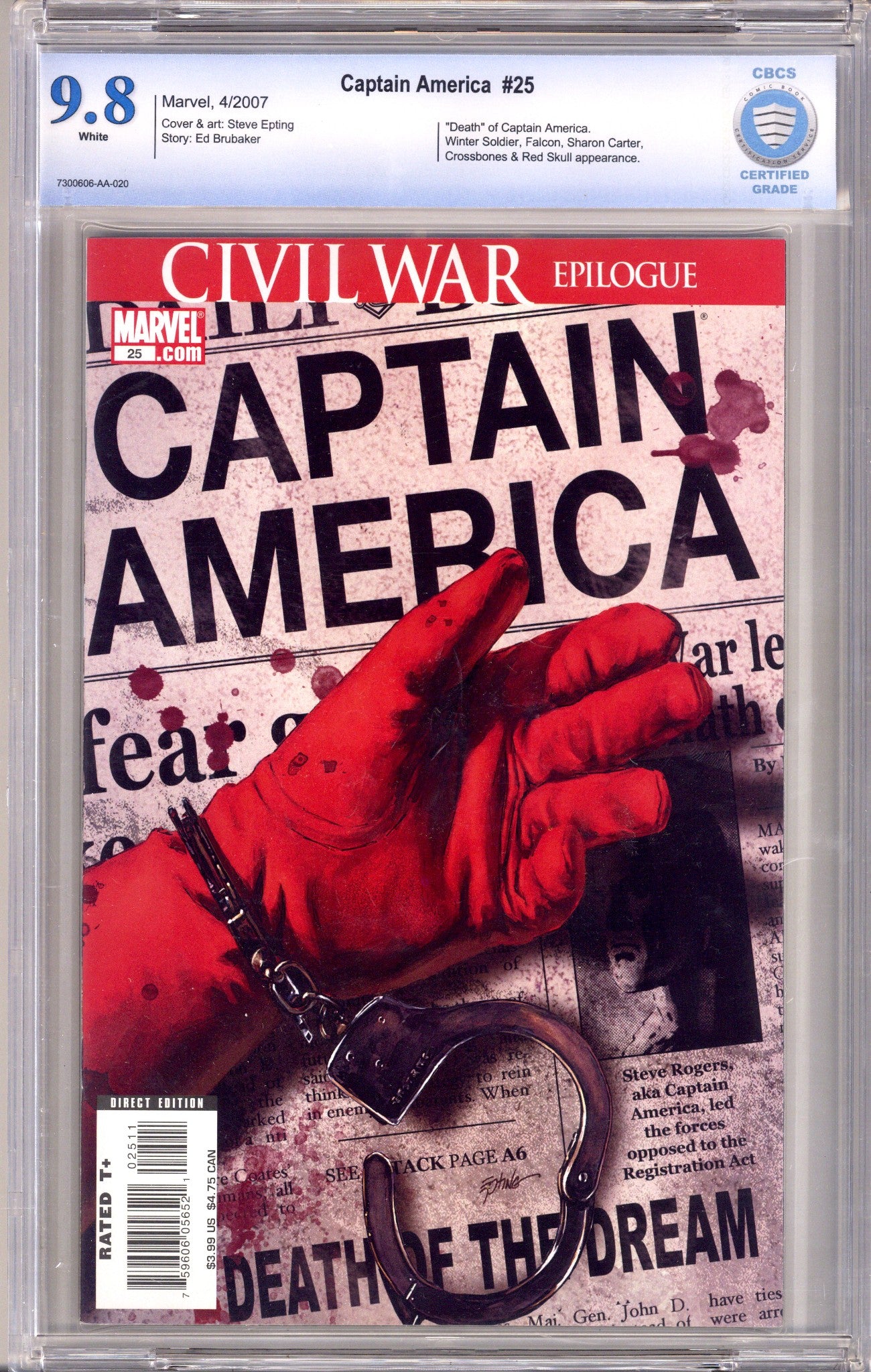 Captain America Vol 5 25 CBCS 9.8 (NM/M)   (2007)        