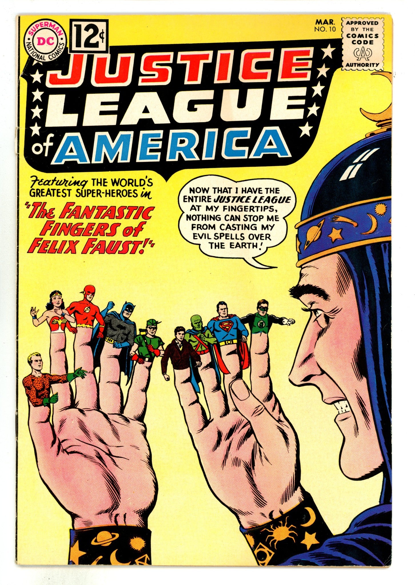 Justice League of America Vol 1 10 FN/VF (7.0) Apparent, Top Staple Detached (1962) 
